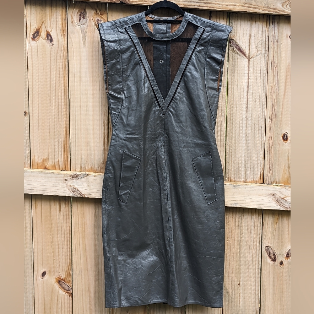 80s Structured Leather Dress - image 1